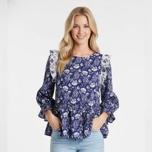 Universal thread blue floral boho top size small